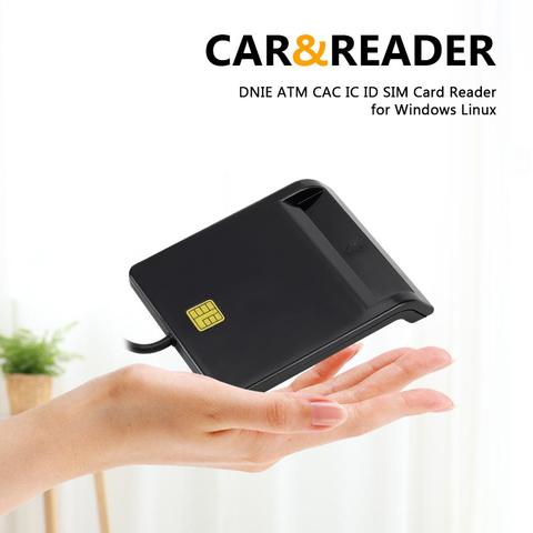 USB Smart Card Reader DNIE ATM CAC IC ID SIM Card Reader for Windows Linux Memory card accessories ► Photo 1/6