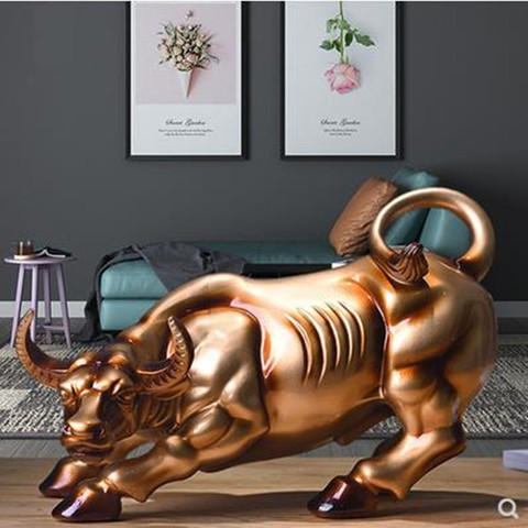 Simulation Wall Street Bull Statue Crafts, Creative European and American Bull Art, Home Office Desktop Decoration Gifts, ► Photo 1/6