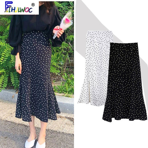 2022 Summer Skirt Long Hot Sales Women Black White Dot Preppy Style Girls Korean Design High Waist Black Skirt 3024 ► Photo 1/6