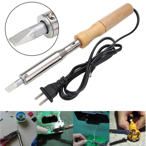 110V 150W Wood Handle Heat Pen Electric Soldering Iron Chisel Tip Electric Welding Solder Soldering Iron Tool Kit US Plug ► Photo 1/6