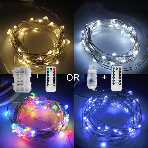 5M/10M/20M/30M LED Copper wire light string fairy garland battery power copper wire lamp for party Christmas wedding decoration ► Photo 1/6