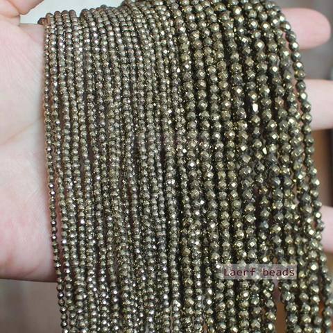 Natural Faceted Pyrite Round 2mm/3mm/4mm Loose Beads ,For DIY Jewelry Making ! ► Photo 1/4