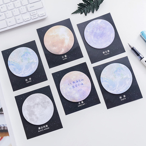 Mohamm Creative Planet Series Convenience Sticky Notes Memo Pad Earth Moon Circular Tearable Notebook Office Notes ► Photo 1/5