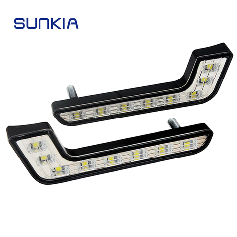 SUNKIA 2Pcs/Set Car Auto L-Type DRL Super Bright Lamp With On/Off Function Fog Waterproof Daytime Running Light LED ► Photo 1/6