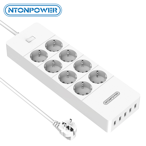 Ntonpower Wall Mounted Power Strip 4000w Electrical Socket Eu Plug With 8ac 5 Usb Surge Protector For Home Office Network Filter Alitools - Wall Mount Power Strip With Usb