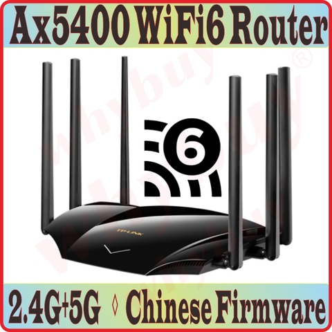 Chin-Firmware, 6 Antennas WiFi6 Wireless Router 802.11AX Double bands 2.4GHz 574M + 5GHz 4804M, 4 Gigabit ports, AX5400 Wi-Fi 6 ► Photo 1/6