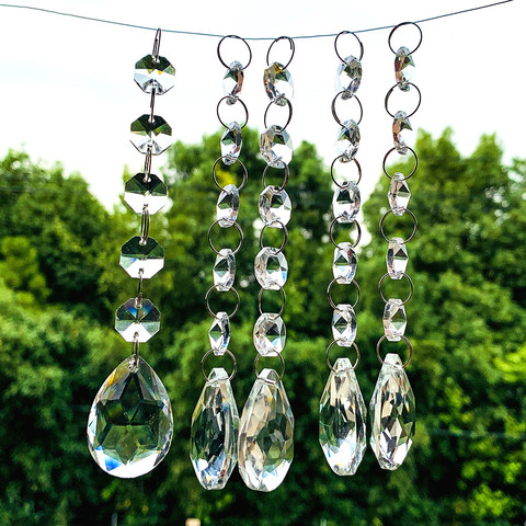 1/5PCS Glass Crystal Beads Chain Chandelier Pendant Light Garland Suncatcher Crystal Prisms Hanging Wedding Decor Accessories ► Photo 1/6