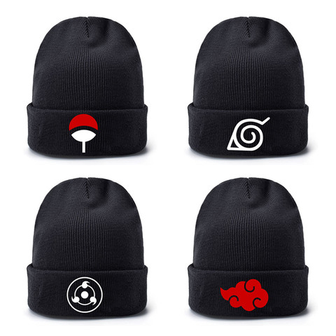 Naruto Akatsuki logo Beanie Hat Anime Warm Embroidery knitted woolen unisex