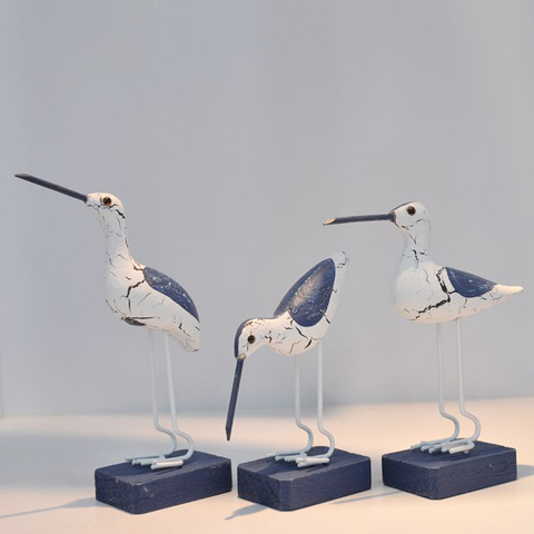 Wooden Navy Seabirds Mediterranean Style Sculpture Home Decoration Craft Y4QC ► Photo 1/6