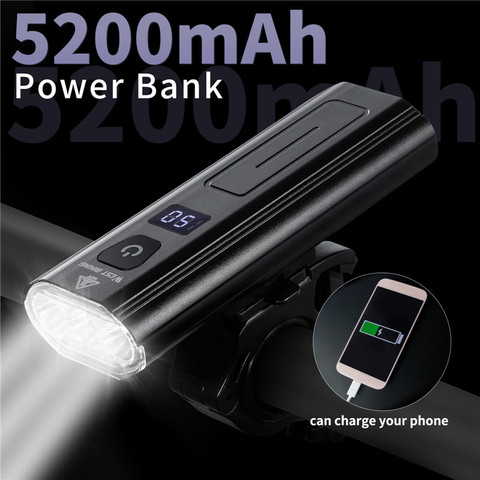 WEST BIKING 5200mAh Bicycle Light Rainproof USB Charging LED 1300 Lumens Headlight as Power Bank MTB Bike Front Lamp Accessories ► Photo 1/6