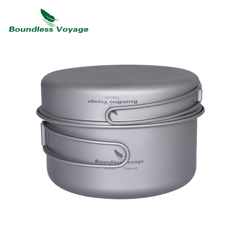 Boundless Voyage Portable Mug Titanium Pot Pan Set with Folding Handles Camping Hiking Outdoor Ultralight Cooker Tableware ► Photo 1/6