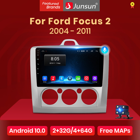 Junsun V1 2G+32G Android 10 DSP Car Radio Multimedia Video Player Navigation GPS For ford focus 2 3 Mk2/Mk3 hatchback 2 din DVD ► Photo 1/6