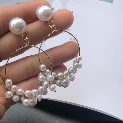 Hot Korean Fashion Trend 2022 New Earrings Net Red Temperament Wild Pearl Gold Circle Women Wholesale Earrings Sales Punk ► Photo 1/5