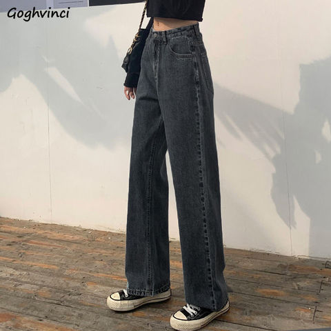 Jeans Women Spring Black Long Denim Solid Vintage Washed Korean Style  Womens Students All-match Simple Leisure Streetwear Chic - Price history &  Review, AliExpress Seller - Korean Store