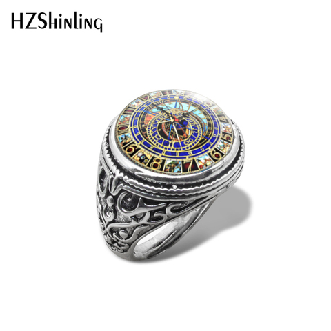 2022 New Astronomical Steampunk Vintage Ring Vintage Clock Photo Rings Glass Dome Cabochon Handmade Picture Jewelry ► Photo 1/6