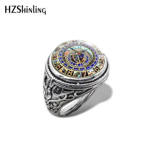 2022 New Astronomical Steampunk Vintage Ring Vintage Clock Photo Rings Glass Dome Cabochon Handmade Picture Jewelry ► Photo 1/6