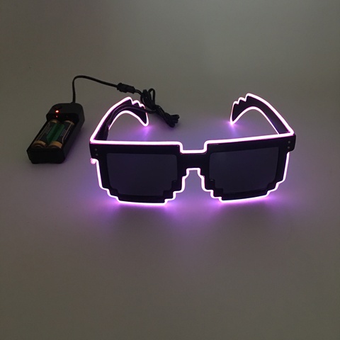 EL Wire 8 bit Glasses LED Flashing Glasses Glowing Party Supplies Luminous Glasses Bright Light Festival Party Glow Sunglasses ► Photo 1/6