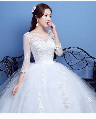 Fashion Lace Up Wedding Dress Bride Ball Gowns Wedding Dresses Half Sleeve Plus Size Princess Dresses Vestidos De Novia ► Photo 1/6