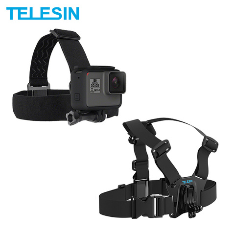 TELESIN Chest Belt Head Strap Mount for GoPro Hero 9 8 7 6 Hero 5 4 3 2 for Xiaomi Yi 4K Mijia 4K SJCAM for EKEN Accessories ► Photo 1/6