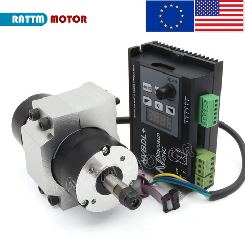 DC Brushless Spindle Motor Air cooled 400W 48V ER8 + 600W 60V DC Brushless Motor Driver Without Hall for CNC Engraving Machine ► Photo 1/6