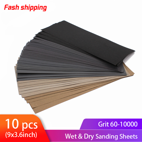 10pcs Wet Dry Sandpaper 9x3.6inches Sanding Sheets Waterproof Sand Paper for Automotive Wood Sanding Car Metal Plastic Polishing ► Photo 1/6