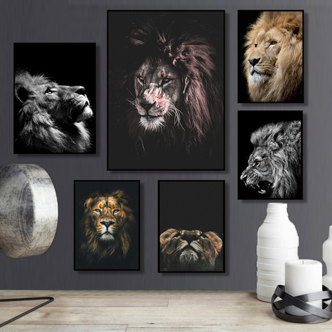 History Review On Wild Animal Lion Poster Art Print Wall Pictures Nordic Black And White Canvas Painting Living Room Minimalism Pop Home Decor Aliexpress Er Gongzhi Official - Wild Animal Home Decor