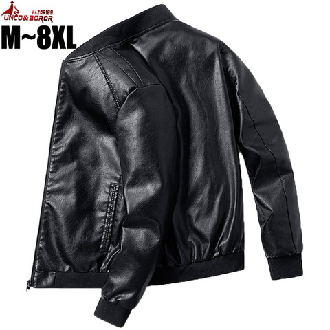 Plus Size 7XL 8XL PU Leather Jacket Men Bomber Baseball Jacket Biker Pilot Varsity College Top slim fit Motorcycle Leather coats ► Photo 1/5