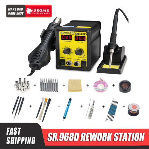 GORDAK 968D double digital display 2 in1 hot air gun soldering station mobile phone chip repair desoldering tools thermostat868D ► Photo 1/6