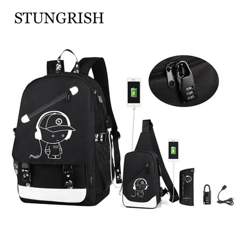 Anti-Theft Backpack for Boys 15.6'' Laptop Backpack with USB Charging Port Bookbag for School Black Travel Bags Large Capactiy ► Photo 1/6