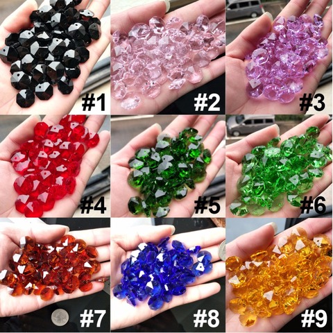 10PC Crystal AB Glass Art Lamp Prism Chandelier Chain Part DIY Octagon Bead Ornament 14MM DIY Spacer Connector ► Photo 1/6