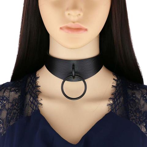 Goth choker dark aesthetic grunge vegan leather collar punk chokers harajuku emo necklace  chocker halloween accessories ► Photo 1/6