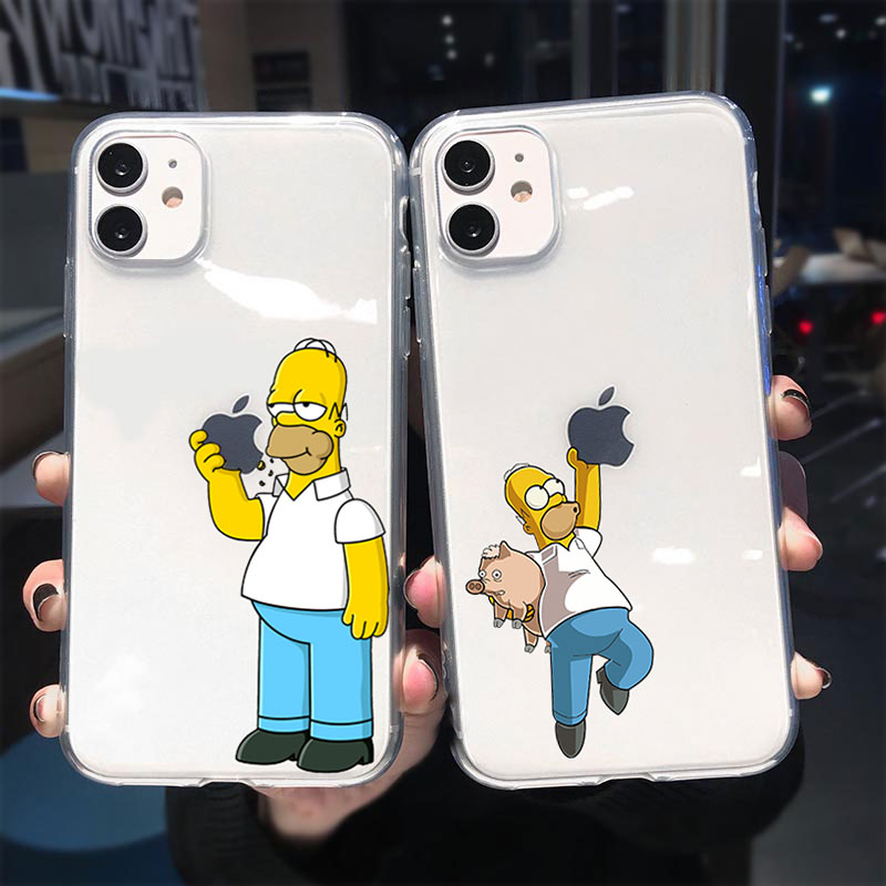 Funny Simpson Eat apple LOGO Fashion soft silicone TPU Phone Cases Cover  For iPhone 11 12 Pro Max 6 7 8 Plus X XR XS Max SE 2022 - Price history &