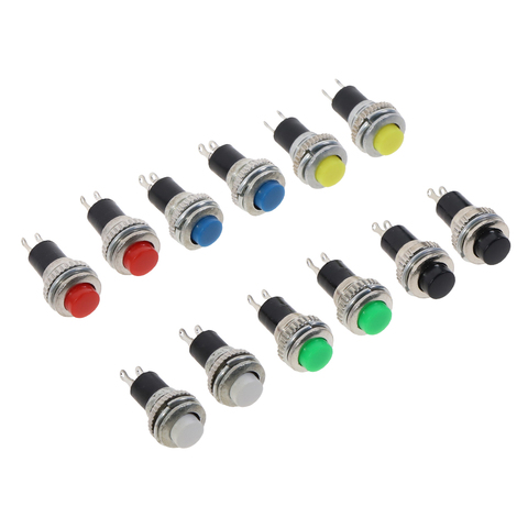 10pcs White Red Green Blue Black Yellow  Panel mount 10mm Momentary OFF-(ON) Push button Switch Lower  Screw  Thread ► Photo 1/6