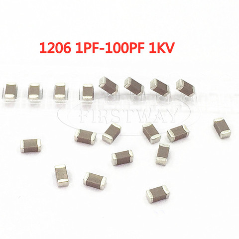 270PCS/LOT SMD ceramic capacitor 1206 1PF-100PF 1KV 1000V  1PF 5PF  10PF 22PF 33PF 82PF 6.8PF 56PFNPO C0G high voltage capacitor ► Photo 1/1