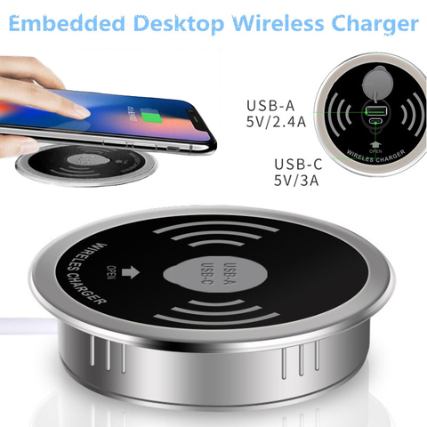 Built in Desktop Device Qi Fast Wireless Charger 15W 10W 7.5W Quick Charger 3.0 Embedded Caricabatter Tipe C Chargeur Induction ► Photo 1/6