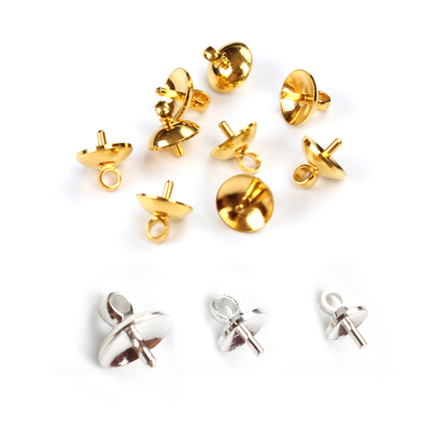 50pcs 3/4/5/6mm Brass Half hole Charms Eye Pins Beads End Caps Top Drilled Pendant Bails Findings Connectors For Jewelry Makings ► Photo 1/6