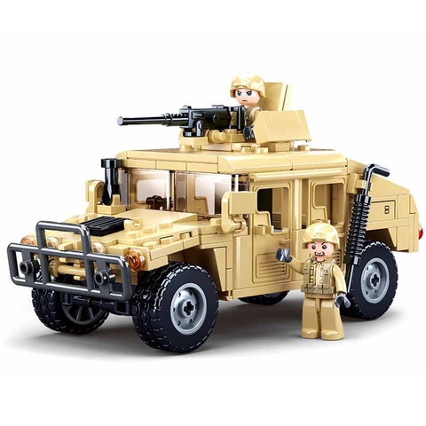 SLUBAN Hummered Jeeped H1 Military Army Assault Car Vehicle Building Bricks Classic Moc Blocks Soldiers Figures Toys Boys Gift ► Photo 1/6