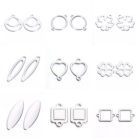 20pc/lot Stainless Steel Round Hollow Oval Charms Pendants Blank Stamping Tags for Necklace Bracelet Jewelry Making Findings ► Photo 1/1