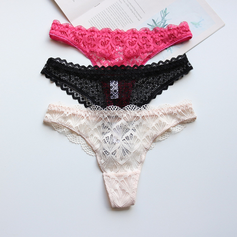 3Pcs Underwear Set Lace Women's Panties Set Plus Size Sexy Lingerie Panty Thongs and G String Tanga T-back Seamless String ► Photo 1/6