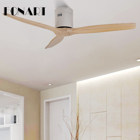 52 Inch ceiling fan without lamp with remote control  modern indoor solid wood roof decorate fans for home 110-240Vac motor fan ► Photo 1/6