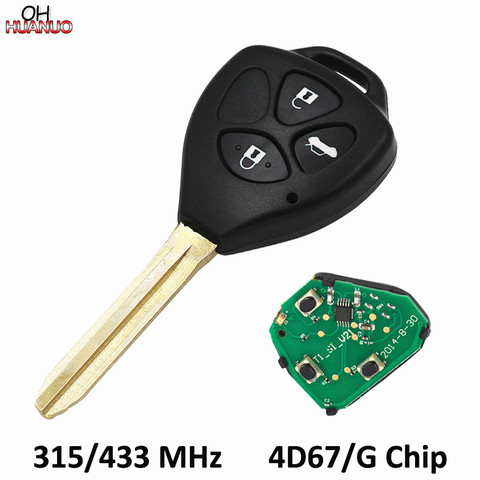 3 Buttons Keyless Entry Fob Remote Key for Toyota Camry 315/433MHZ With G/4D67 Chip Inside TOY43 Uncut Blade ► Photo 1/4