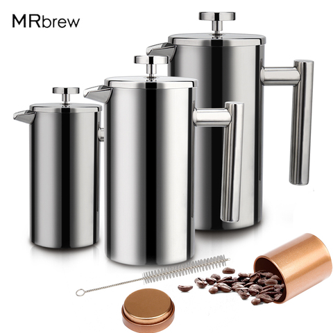 French Press Coffee Maker Double Walled Stainless Steel Coffee Percolator Manual Coffee Tea Maker Pot With Coffee Bea Container ► Photo 1/6