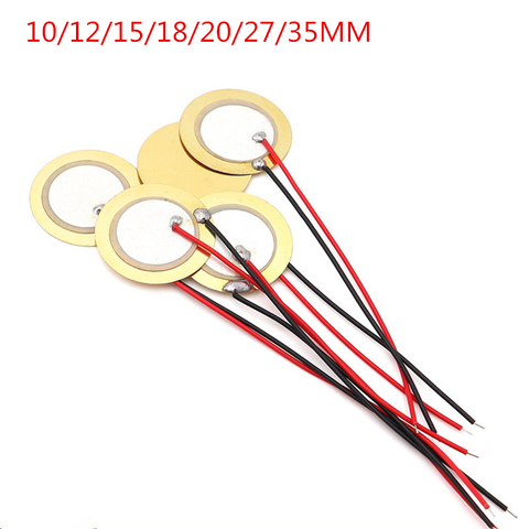 10pcs 10/12/15/18/20/27MM/35MM Buzze Piezoelectric Piezo Ceramic Copper sheet Sounder Sensor Trigger Drum Disc With Copper Wire ► Photo 1/5