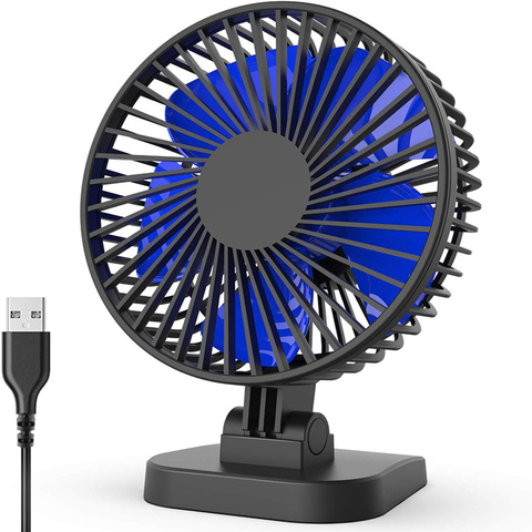 USB Desk Fan, Small but Mighty, Quiet Portable Fan for Desktop Office Table, 40° Adjustment for Better Cooling, 3 Speeds, Cord ► Photo 1/6