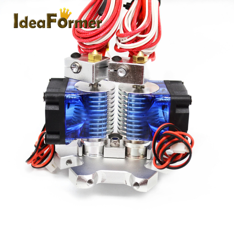 E3D V6 Hot End Dual Head Extruder with 0.4mm Brass Nozzle+12/24V Cooling Fan+effector For 3D Printer Parts 1.75mm Filament ► Photo 1/6