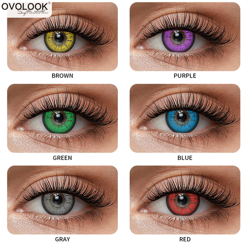 OVOLOOK-1 Pair Cosplay Lenses 6 Tone Colored Lenses for Eyes Colorful Contact Lenses Eye Color Lens Eye Contacts Yearly Use ► Photo 1/6