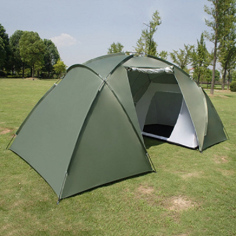 Double Layer Waterproof Two Bedrooms Outdoor Camping Tent For 4-6 Person Hiking Fishing Hunting Familiy Party Tent 3 Colors ► Photo 1/6