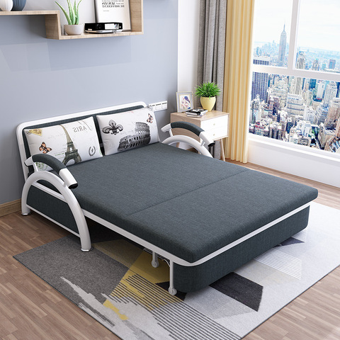 Factory Wholesale Multi-Function Foldable Sofa Bed Living Room Small Apartment Double Three Dual-Use Sofa Bed ► Photo 1/5