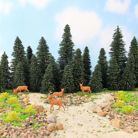 Model Pine Trees Green Pines H0 N Z Scale 1:87 Model Moose Deer Model Railway Layout Mini Scenery S0804 ► Photo 1/6