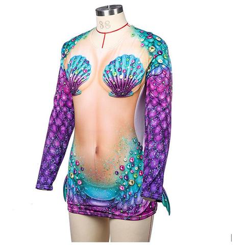 Halloween Dress Outfit Carnival Costume Halloween Party Cosplay Makeup Mermaid Ocean Shell Long Sleeve T-Shirt Halloween Props ► Photo 1/6